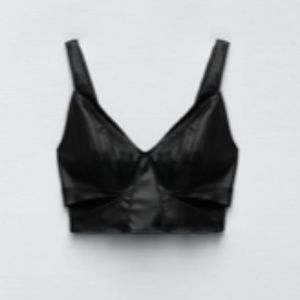 Faux Leather Cut Out Top